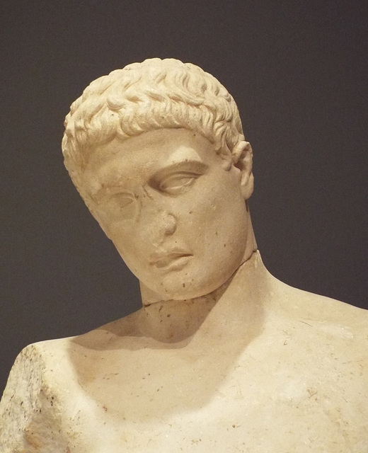 Detail of the Sculpture of an Athlete in the Getty Villa, June 2016