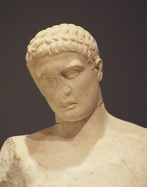 Detail of the Sculpture of an Athlete in the Getty Villa, June 2016