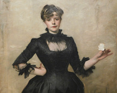 Detail of Lady with a Rose by John Singer Sargent in the Metropolitan Museum of Art, January 2022