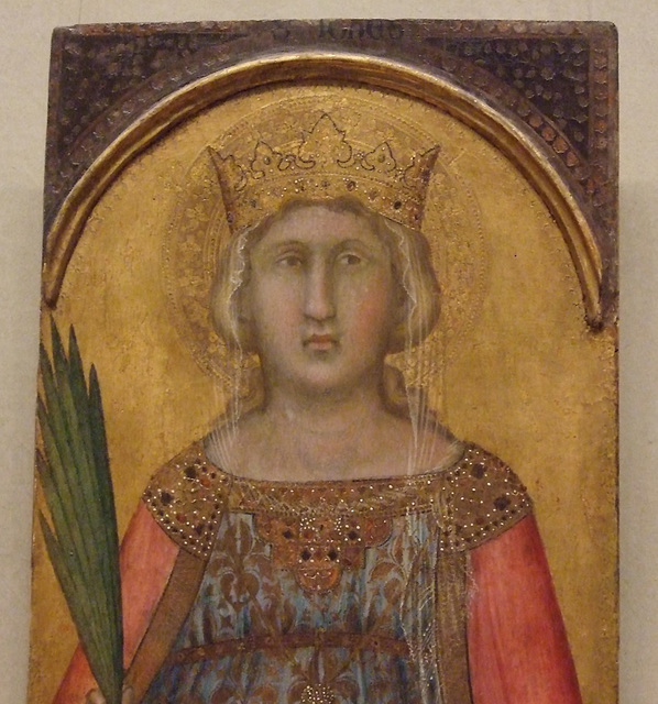 Detail of St. Catherine of Alexandria by Lorenzetti in the Metropolitan Museum of Art, July 2011