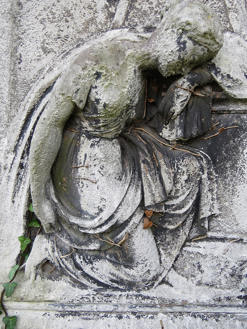 brompton cemetery, london,mourner on mid c19 gravestone