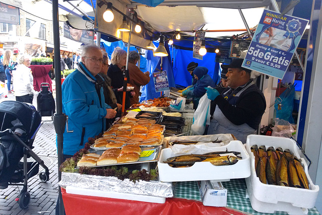 Fishmonger on the Saturday market in Leiden