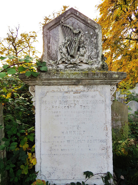 brompton cemetery, london,henry brinley richards, 1885,director of the royal academy of music, composer of "god bless the prince of wales", mentioned under the welsh harp.