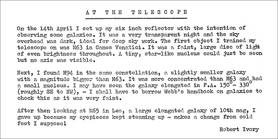 Observing Report circa 1982