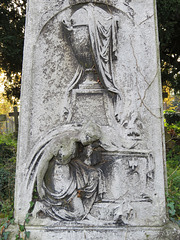 brompton cemetery, london,mourner on mid c19 gravestone