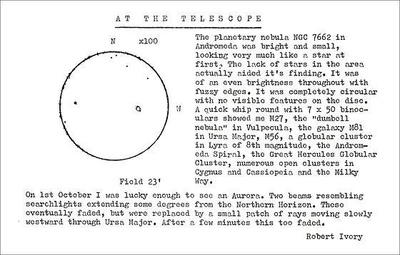 Observing report circa 1982