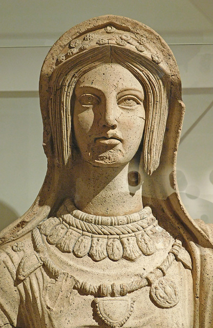 Detail of an Etruscan Terracotta Statue of a Young Woman in the Metropolitan Museum of Art, January 2018