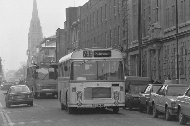 Cambus 158 (GCL 349N) in Cambridge – 19 Jan 1985 (7-13)