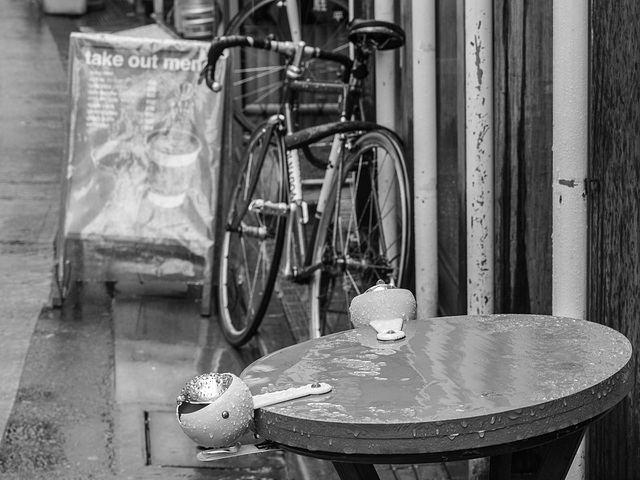 Smoking place in the rain