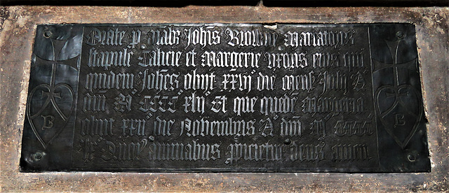 stamford all saints church, lincs (12) merchants mark on c15 brass of john browne +1442 and wife margery +1460 stamford all saints church, lincs (12) merchants mark on c15 brass of john browne +1442 and wife margery +1460