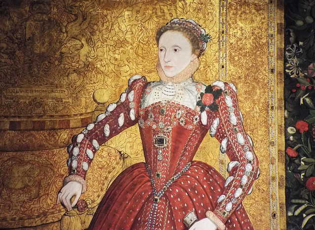Detail of The Hampden Portrait of Elizabeth I in the Metropolitan Museum of Art, December 2022