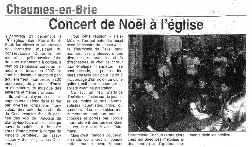 Concert de Noël à Chaumes-en-Brie le 21 décembre 2007