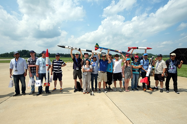Afterwards, teams posed with their rockets (or their rocket parts)