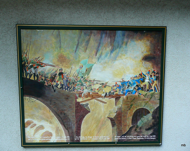 P1160604 - Tableau de la Bataille de Teufelsbrücke, honorent les soldates français de Général Lecourbe, qui sont tombés le 25.9.1799 dans le combat contre les Russes. La place de la France a été inaug