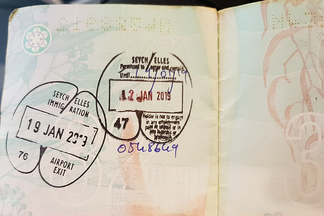 Coco de Mer "Bums" Passport Stamps