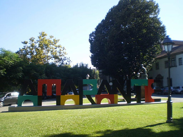 Displaying the town's name.