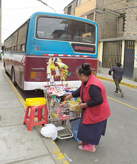 One of the buses waiting for the children... and of course a snack stand for the kids