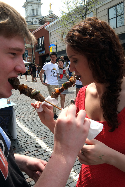 Ben and April enjoyed African kebabs