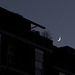 The moon on the buildings dormant