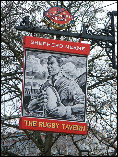 Rugby Tavern pub sign