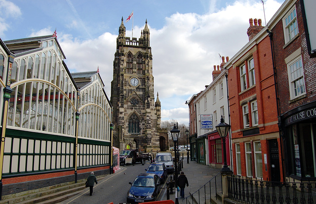 Market Hall and Saint Mary's Church, Stockport