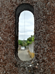 To see A-dos-Ruivos through a crack in an electricity pole