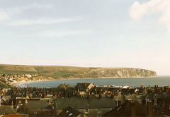 England-Reise im März 1989: Swanage Bay (2xPiP)