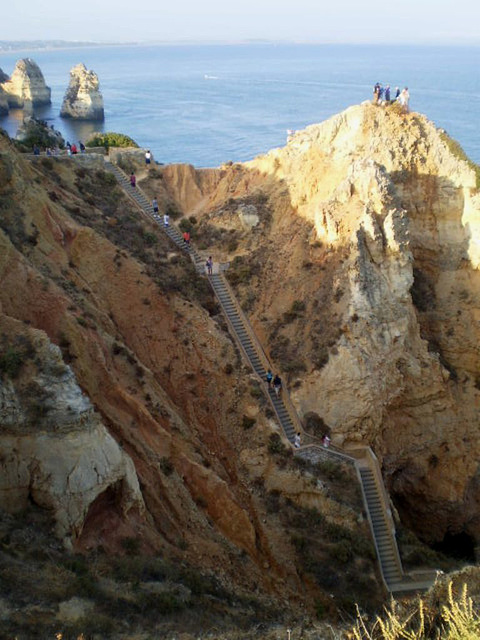 Stairways leading to embarkment to grottos tours.