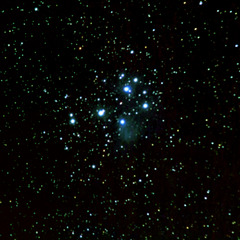 Plejades with Merope nebula (view on black)