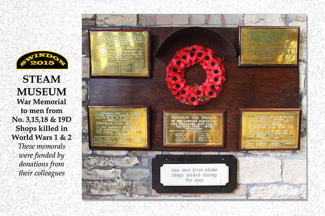 War memorials at Steam Museum - Swindon - 18.8.2015