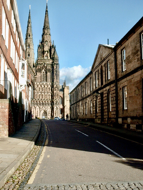 The Close, Lichfield looking towards the Cathedral.