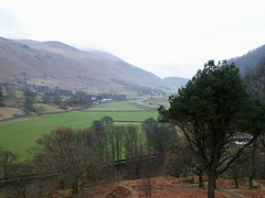 Looking back from the path towards Wren Crag with the A591 to the right