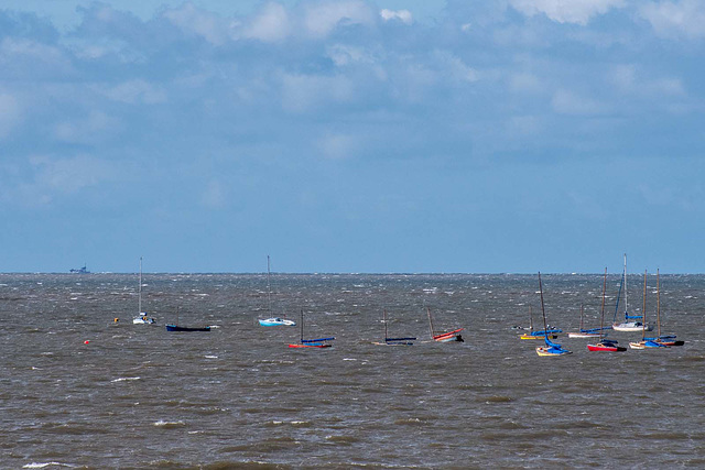 Boats in the Dee estuary off West Kirby