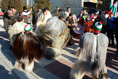 Bulgaria, Blagoevgrad, Dancing during the Carnival "Procession of the Kukers"