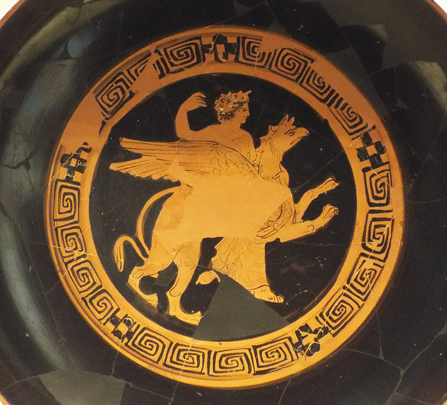 Detail of a Kylix with Apollo Riding a Griffin in the Getty Villa, June 2016