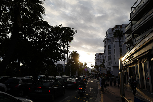 Cannes, la Croisette, evening, backlight