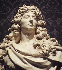 Detail of a Bust of King Louis XIV by Coysevox in the Metropolitan Museum of Art, May 2018