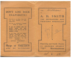 Negative folder A H Smith Kidderminster cover