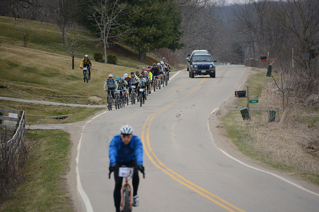 The collective noun for bicyclists is "knot of bicyclists"