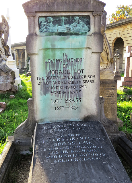 brompton cemetery, london,horace lot brass, +1896, tomb with bronze relief by arthur young
