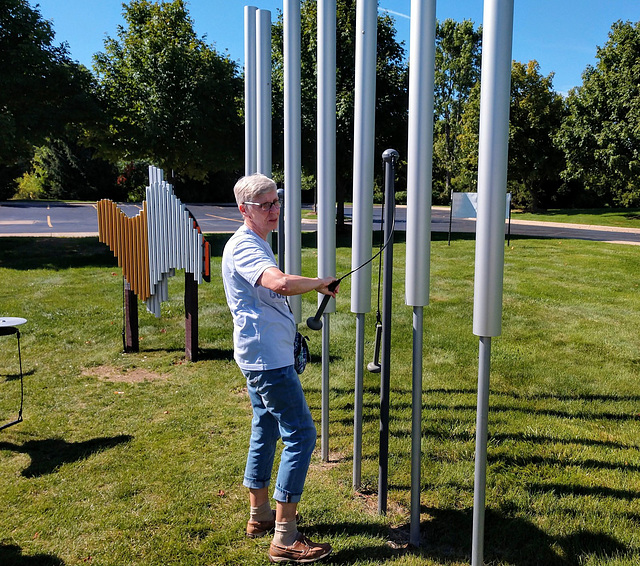 My stepdaughter and I at the local library playground