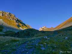 Abend Sonne Greina Pass