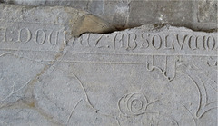 croyland abbey church, crowland, lincs (38) c14 incised tomb slab to mason william wermington