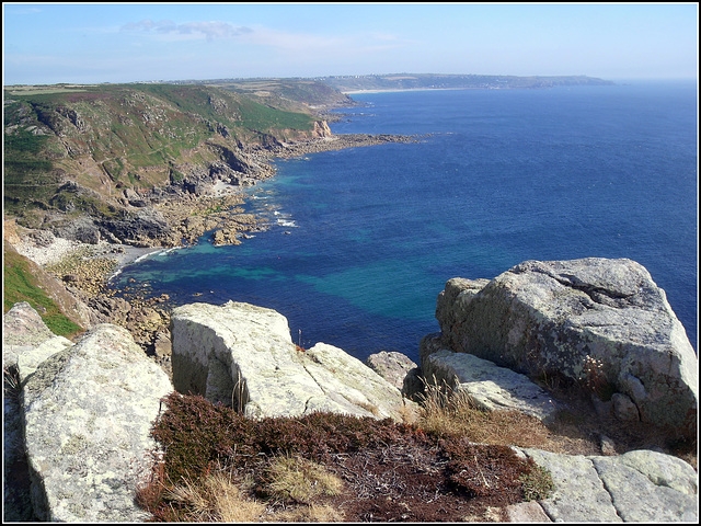 Carn Gloose (or Gluze) towards Land's End at low tide.