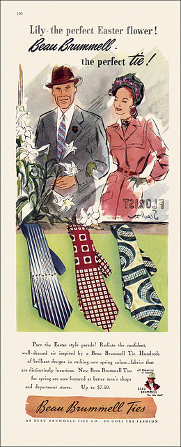 Beau Brummell Necktie Ad, 1947