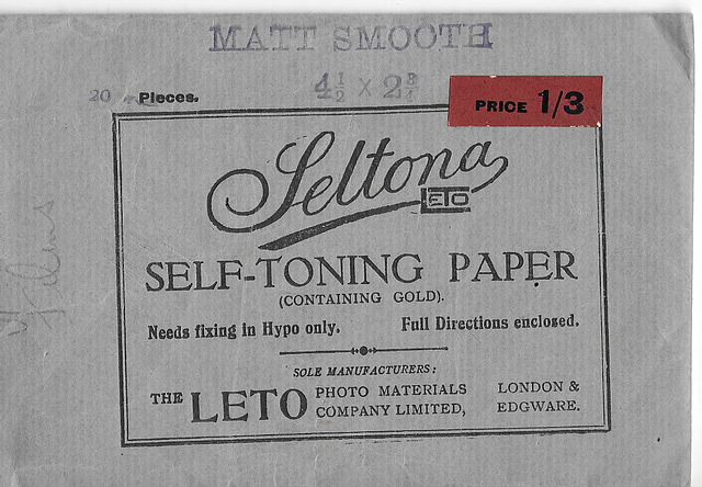 Seltona self=toning paper by Leto - envelope