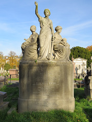 brompton cemetery, london,john mutton, +1916 and family, with faith, hope and charity above