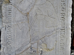 croyland abbey church, crowland, lincs (41) c14 incised tomb slab to mason william wermington
