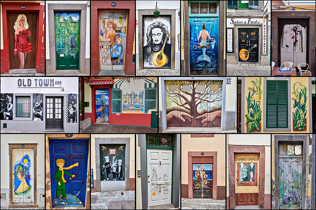 Collage Türen, Street Art in Madeira