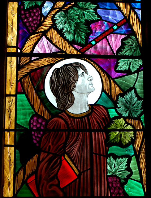 Detail of Blore Memorial Window (2008), St Leonard's Church, Ipstones, Staffordshire